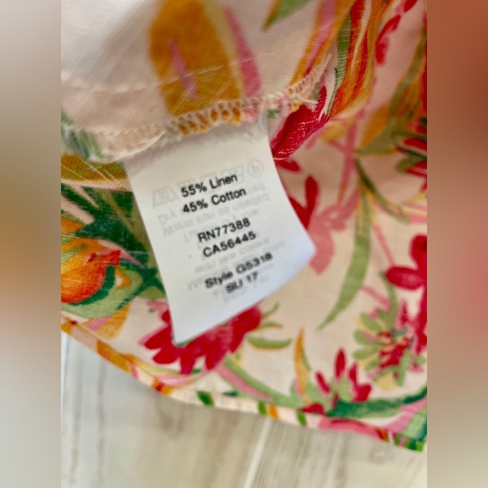J Crew Printed Linen Cotton Peplum Tank Top Blouse Size 8 Pink Green Floral EUC - Picture 3 of 4